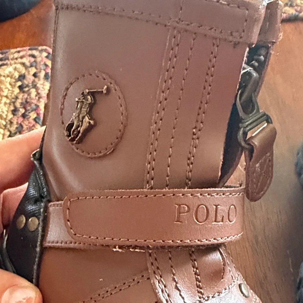 Polo Ralph Lauren Toddler Boys Conquered Hi Boots in chocolate/tan leather